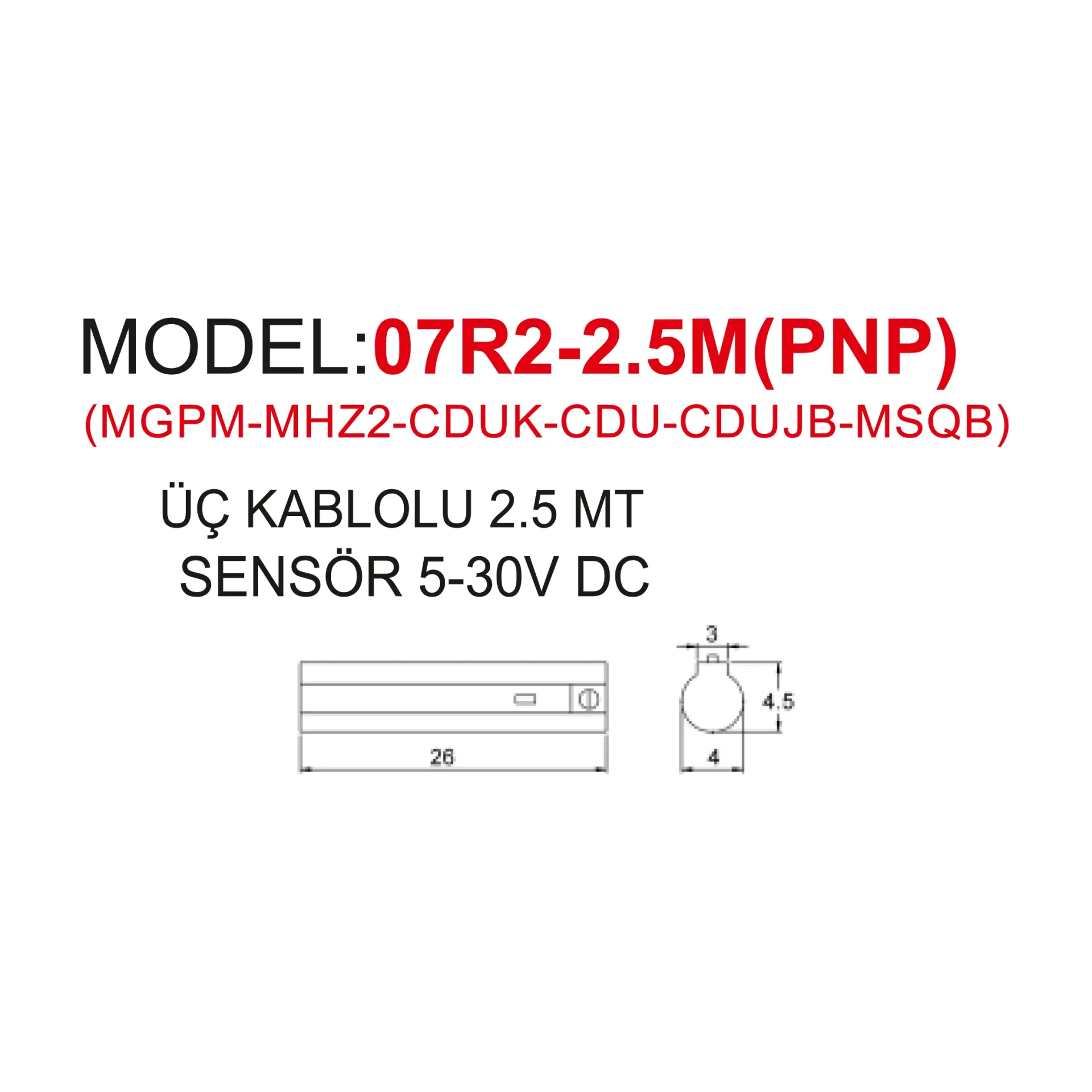 2,5M ÜÇ KBL (MGPM&CDU&CDUK&MSQB)SERİSİ SENSÖR PNP