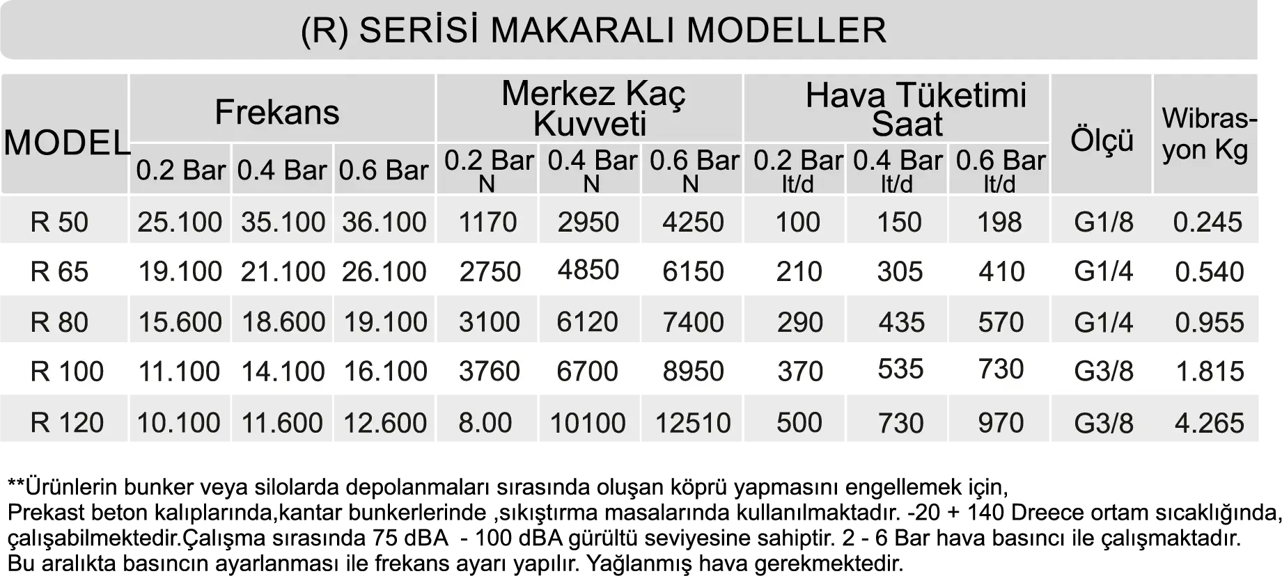 R SERİSİ MAKARALI VİBRATÖR